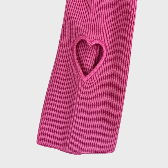 Mach & Mach Pink Heart Cutout Aimee Stretchy Ribbed Dress NWT Large - Picture 6 of 11